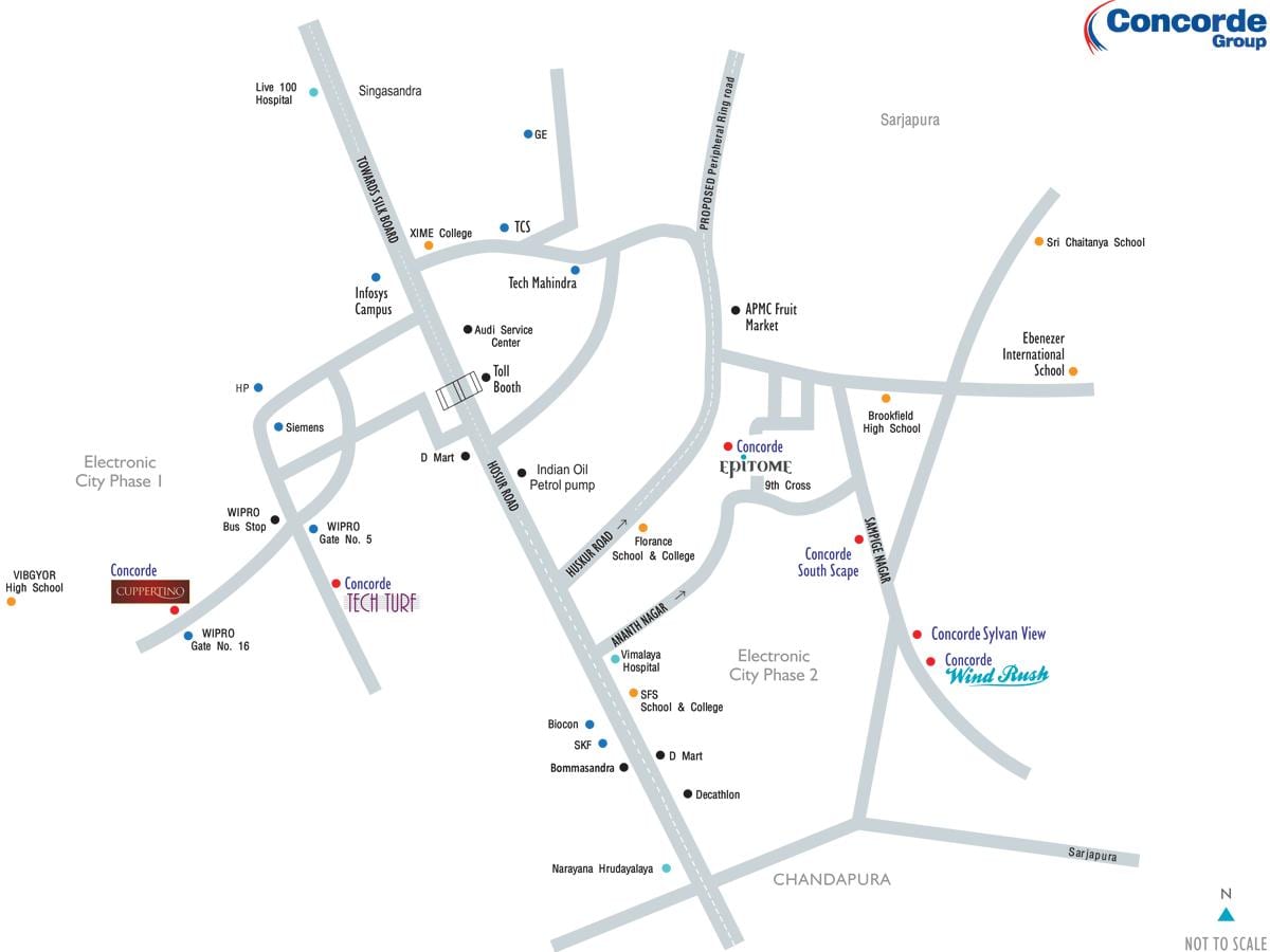 χάρτης των ηλεκτρονικών πόλη Bangalore