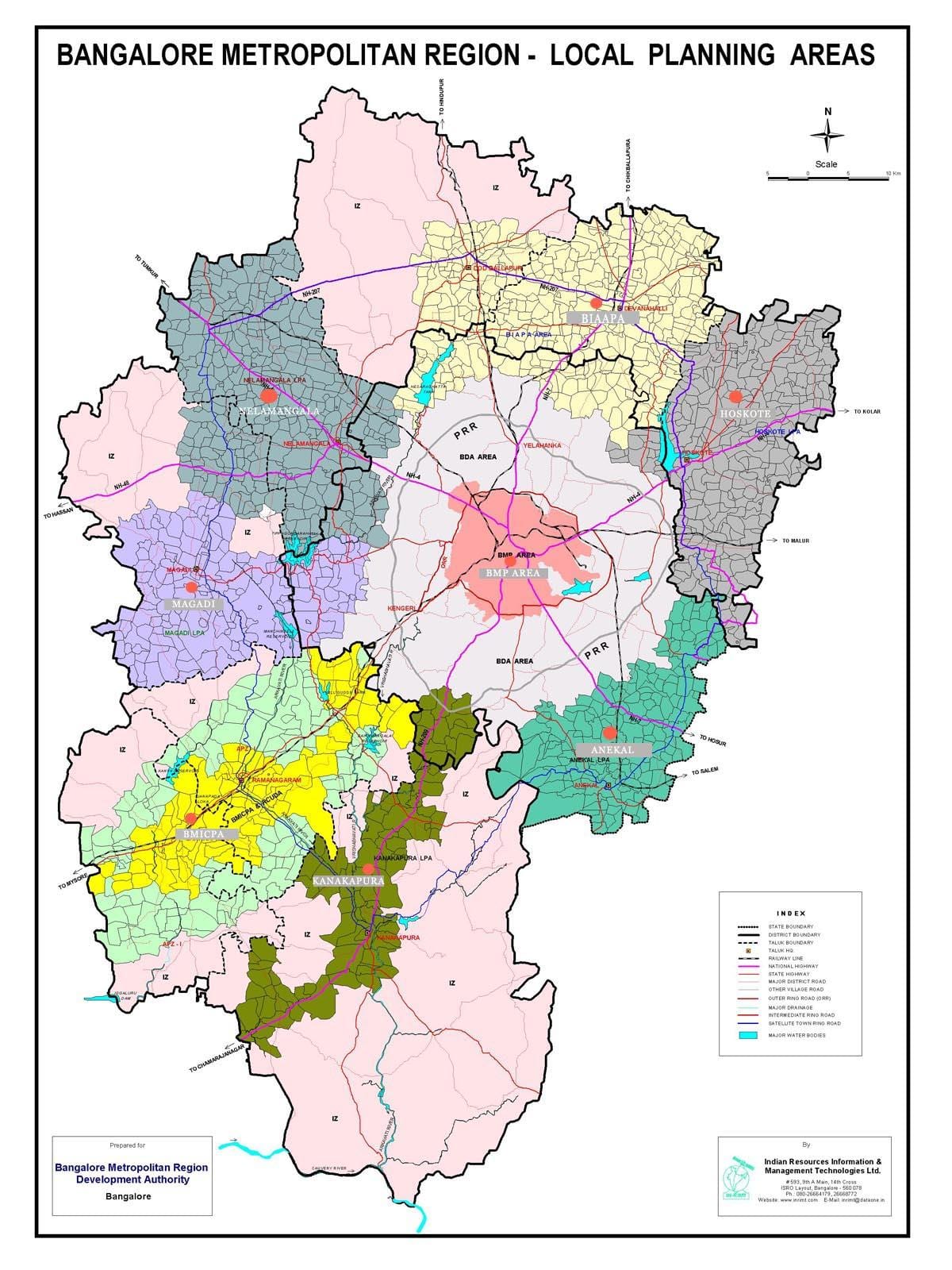 Bangalore χάρτη με τις περιοχές