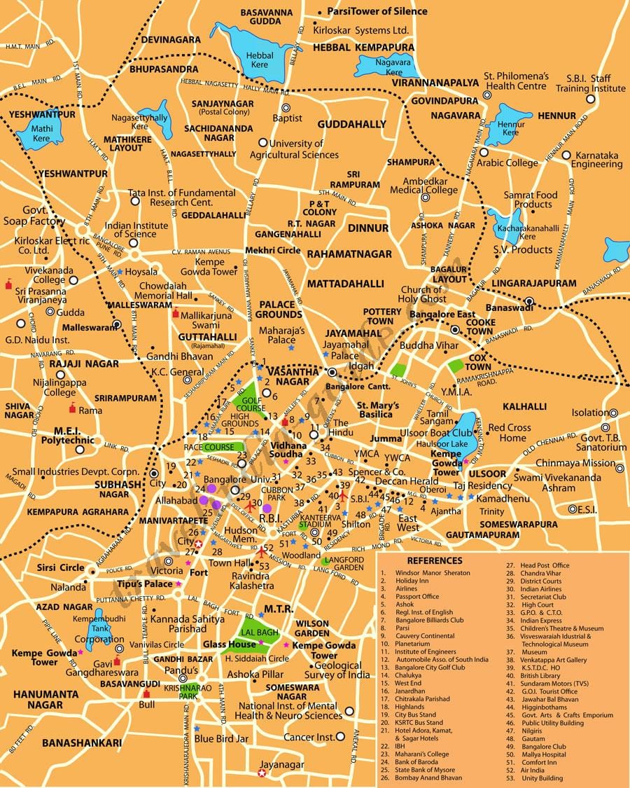 Banglore τουριστικά μέρη χάρτης