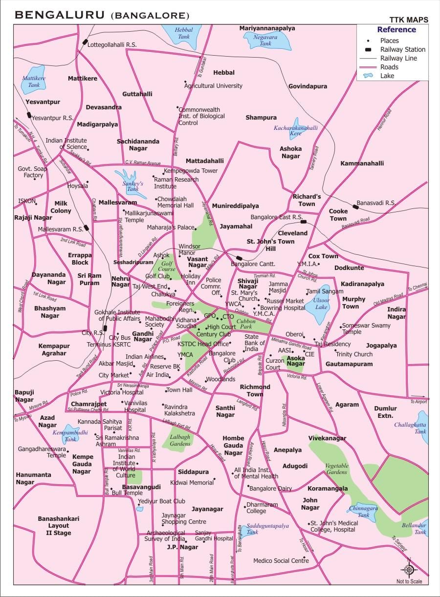 χάρτης της πόλης της Bangalore