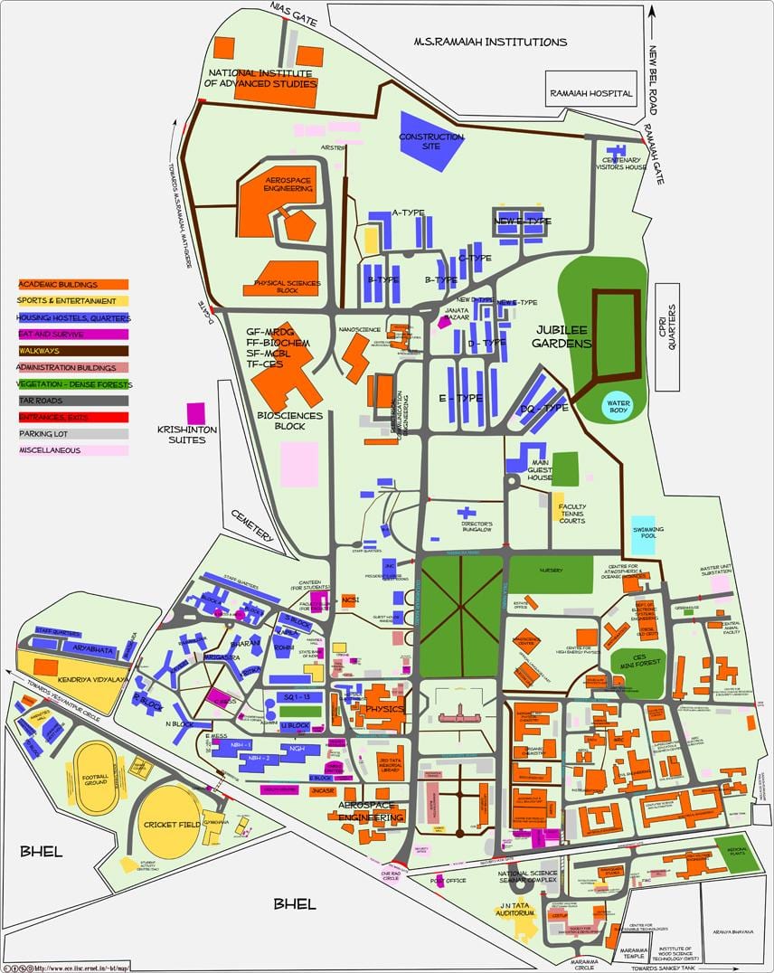 χάρτης της IISC Bangalore