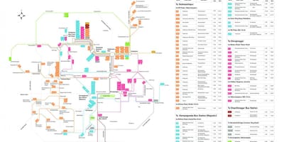Πόλη Bangalore χάρτη με τα δρομολόγια των λεωφορείων