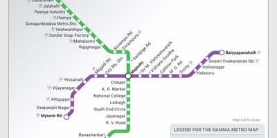 Το μετρό χάρτη της διαδρομής Bangalore